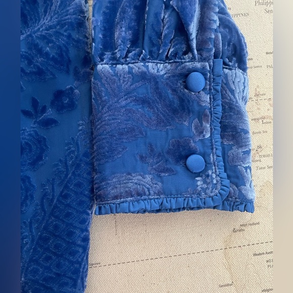 🆕Soft Surroundings Vanetta Velvet Top Sapphire Blue Velvet Floral Top 1X NWT - Picture 7 of 16